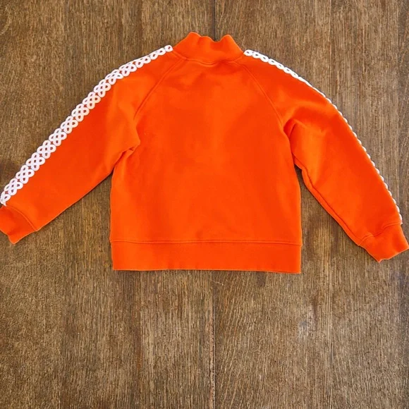 Janie & Jack Orange Sweatshirt With White Lace Detail On Sleeves, Girls Size 3 - Picture 5 of 9